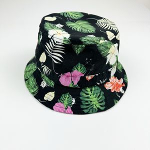 RIPNDIP Bucket Hat Cap Adult One Size Black Floral Leaf Print Hawaiian Outdoors